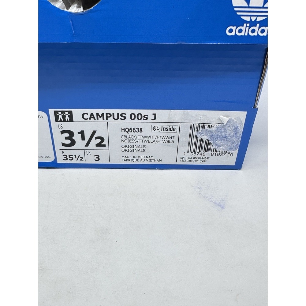 New Kids Adidas Campus 00S J Size 3 1/2 UK 3 Black White Shoes - Picture 7 of 7